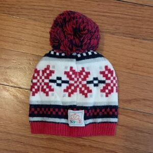3/$10 🌟 Baby NYGB Red White Black Winter Beanie Hat with Pom-Pom 0-12 Months